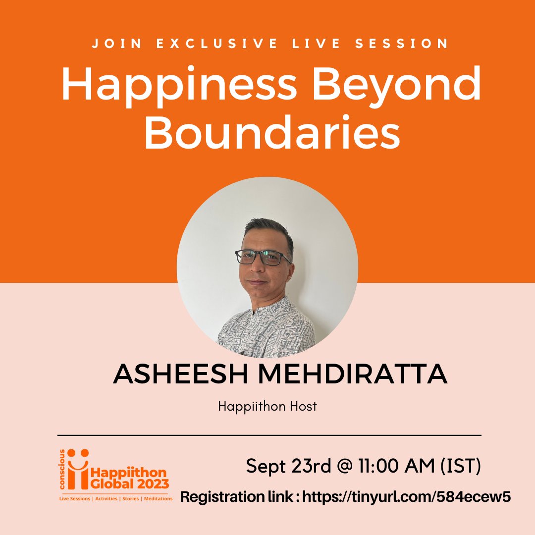 Happiithon is back this year to create yet another magical space of love,compassion and gratitude..

Click the link to join me in this exciting event:
tinyurl.com/584ecew5

#happiithon2023 #happiitude_global #happinesscoaching #personalwellness #createthelifeyouwant #isavyasa