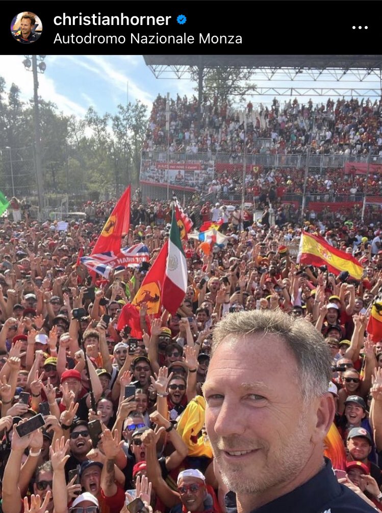 Horner… tifosiyle selfie yapıp instagrama atmış harbiden everybody is a Ferrari fan