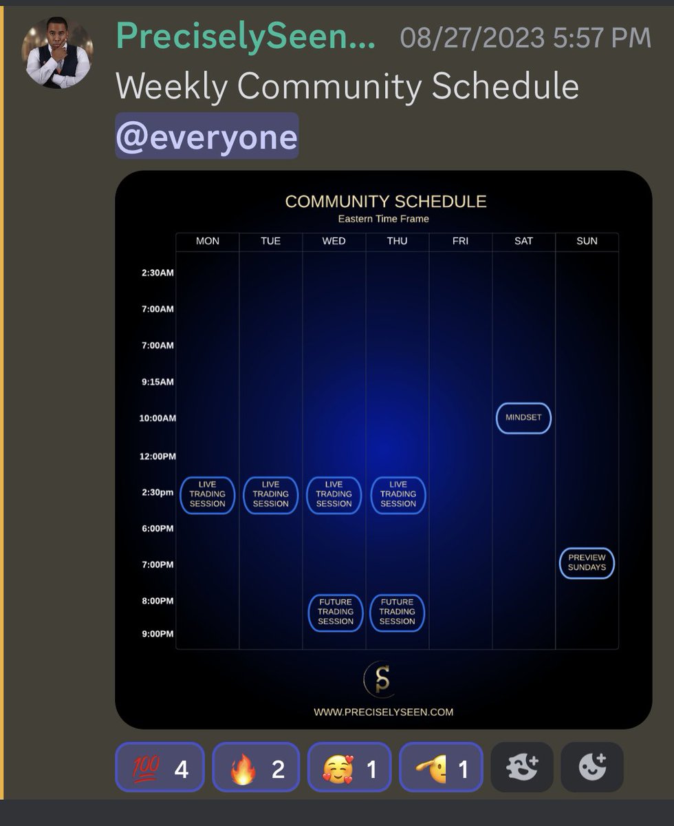 PreciselyFunded's tweet photo. This weeks Community Schedule; https://t.co/ETeYwfWtpi https://t.co/V6FXqEtIco
