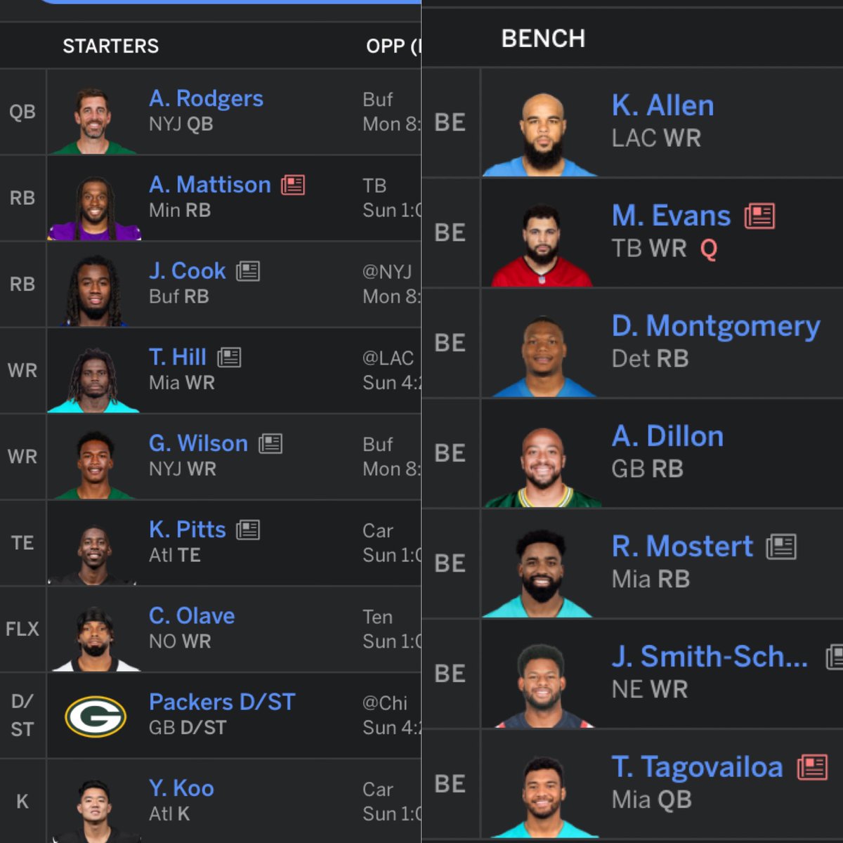 Cafaro87's tweet photo. Rate my #PPR #FantasyFootball Draft, 4th pick 10 team league. @TheFFBallers @andyholloway @FFHitman @jasonmoore @JayGrizFFL https://t.co/dQHTmETgzc