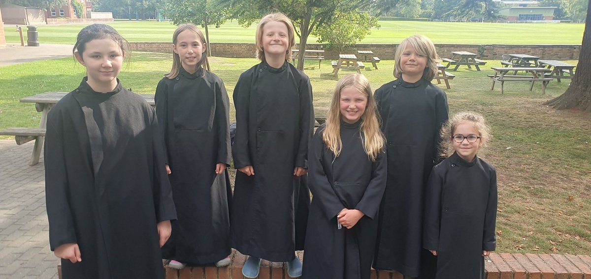 Lovely to welcome our new choristers today, trying on their cassocks for the first time, before joining us in school <a href="/DeanCloseSchool/">Dean Close School</a> tomorrow. #deanclosechoristers #taschola