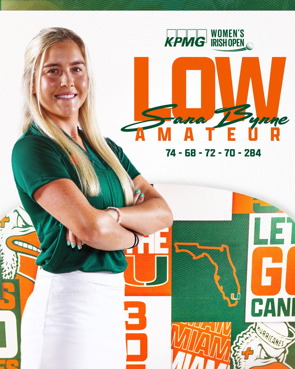 Miami Hurricanes Women's Golf (@hurricanesgolf) on Twitter photo What a performance by <a href="/sarabyrne01/">Sara Byrne</a> 🤩
She finished the <a href="/KPMGWomensOpen/">KPMG Women's Irish Open</a> as the low amateur! What a performance by <a href="/sarabyrne01/">Sara Byrne</a> 🤩
She finished the <a href="/KPMGWomensOpen/">KPMG Women's Irish Open</a> as the low amateur!