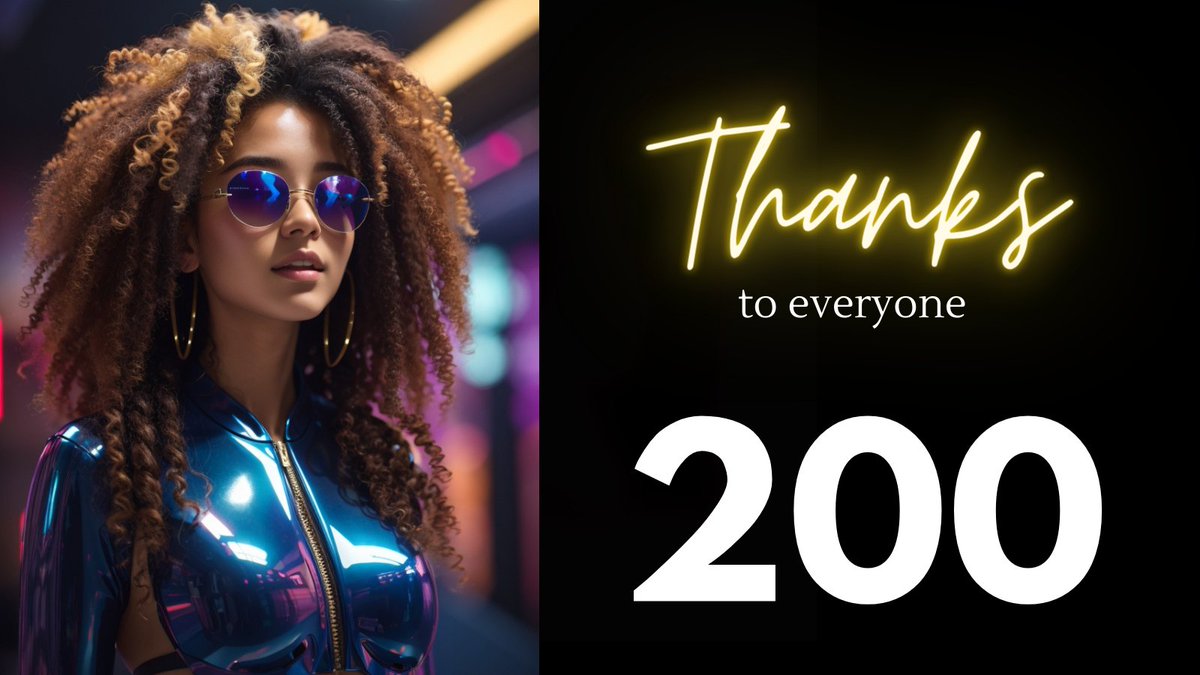 🥳 We've just surpassed 200 followers! 🎉 A huge thank you to each and  every one of you for your support and engagement. Let's keep growing  together! 🚀❤️ #Thankful #GrowingCommunity #aigirls #AIArtistCommunity