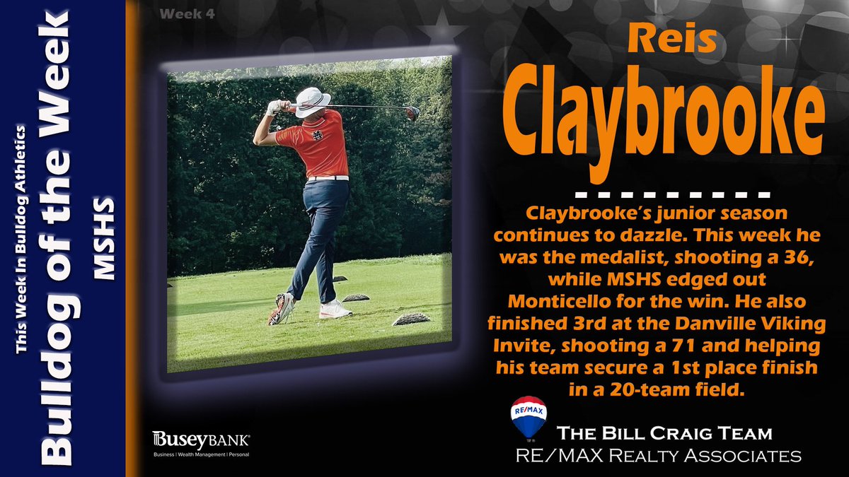 Week 4
𝐁𝐮𝐥𝐥𝐝𝐨𝐠 𝐨𝐟 𝐭𝐡𝐞 𝐖𝐞𝐞𝐤 - 𝐌𝐒𝐇𝐒

⭐️Reis Claybrooke⭐️

Thank you to the <a href="/BillCraigTeam/">Bill Craig Team</a> for sponsoring this feature highlighting outstanding Bulldog performances from the past week.