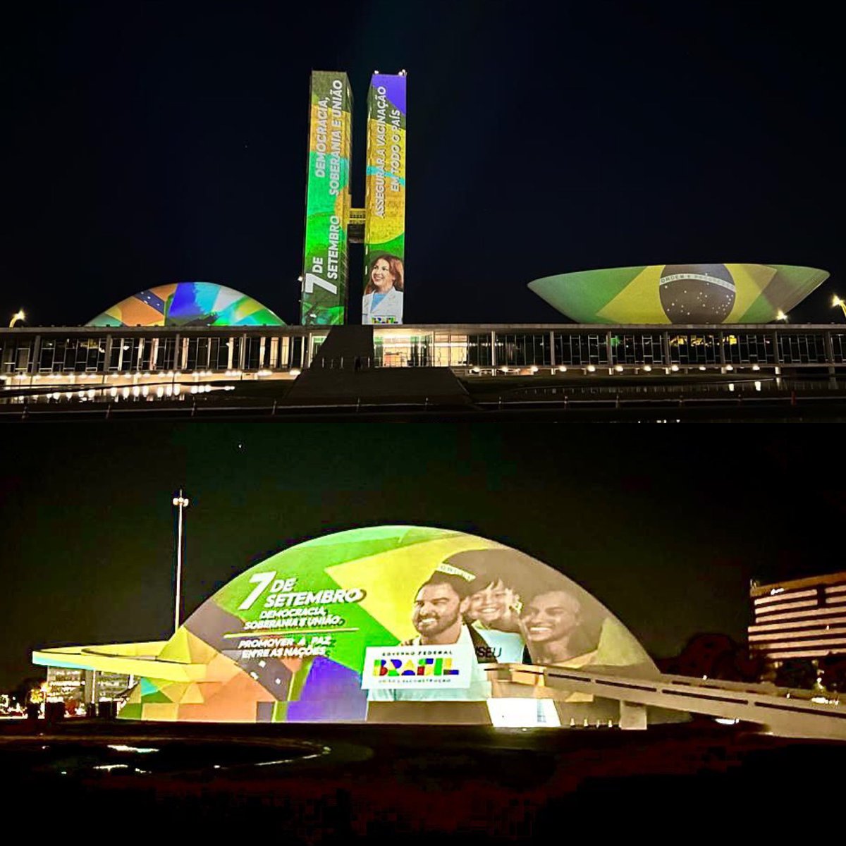 erikakokay's tweet photo. Nesse 7 de setembro iremos comemorar a volta da nossa democracia, soberania e união! O Congresso Nacional já anuncia a semana da pátria, com as cores que são do nosso país. 🇧🇷 https://t.co/FhonHYFjnM