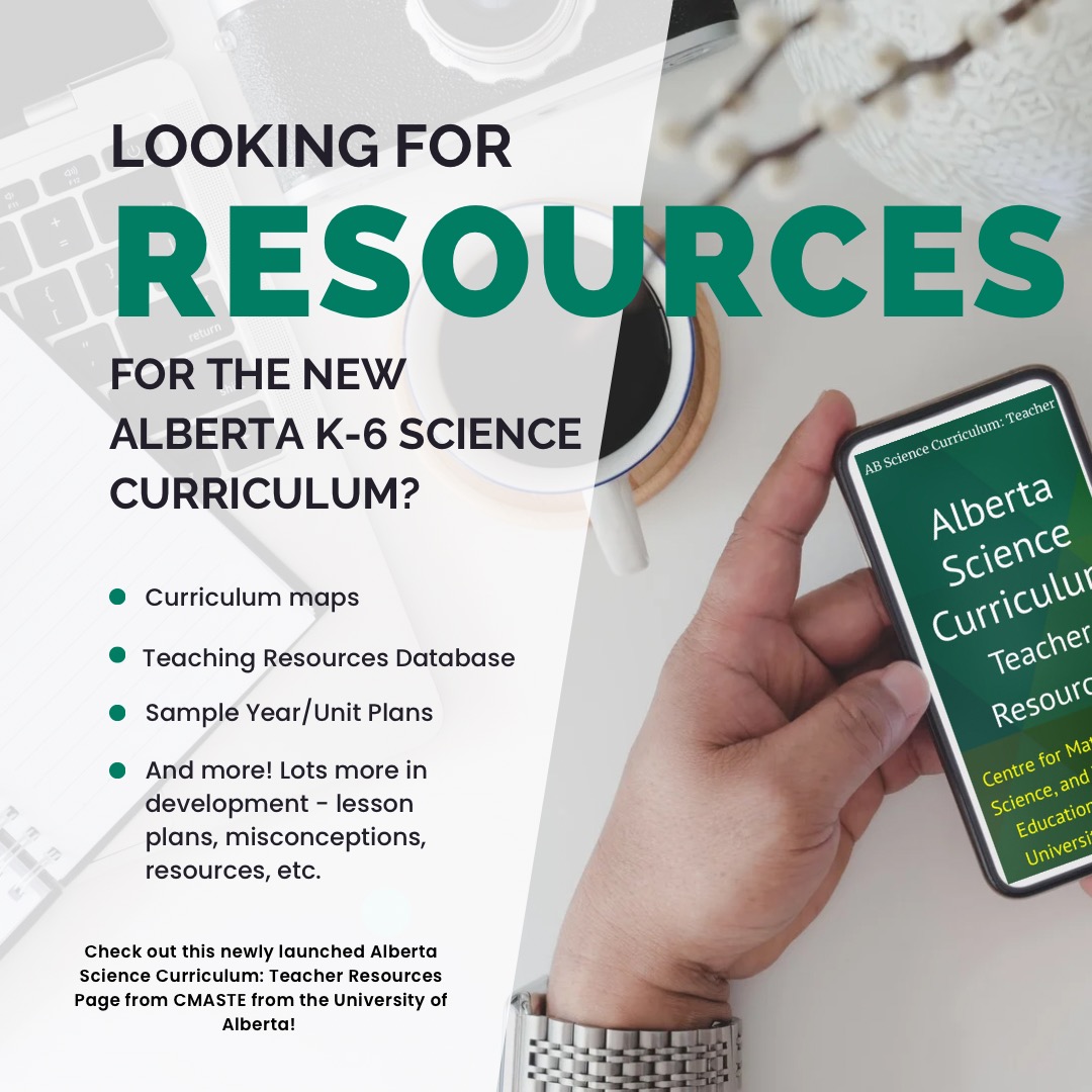 Looking for resources to support implementation of the new Alberta K-6 science curriculum? 

Check out the newly launched Alberta Science Curriculum: Teacher Resources website at sites.google.com/ualberta.ca/ab….