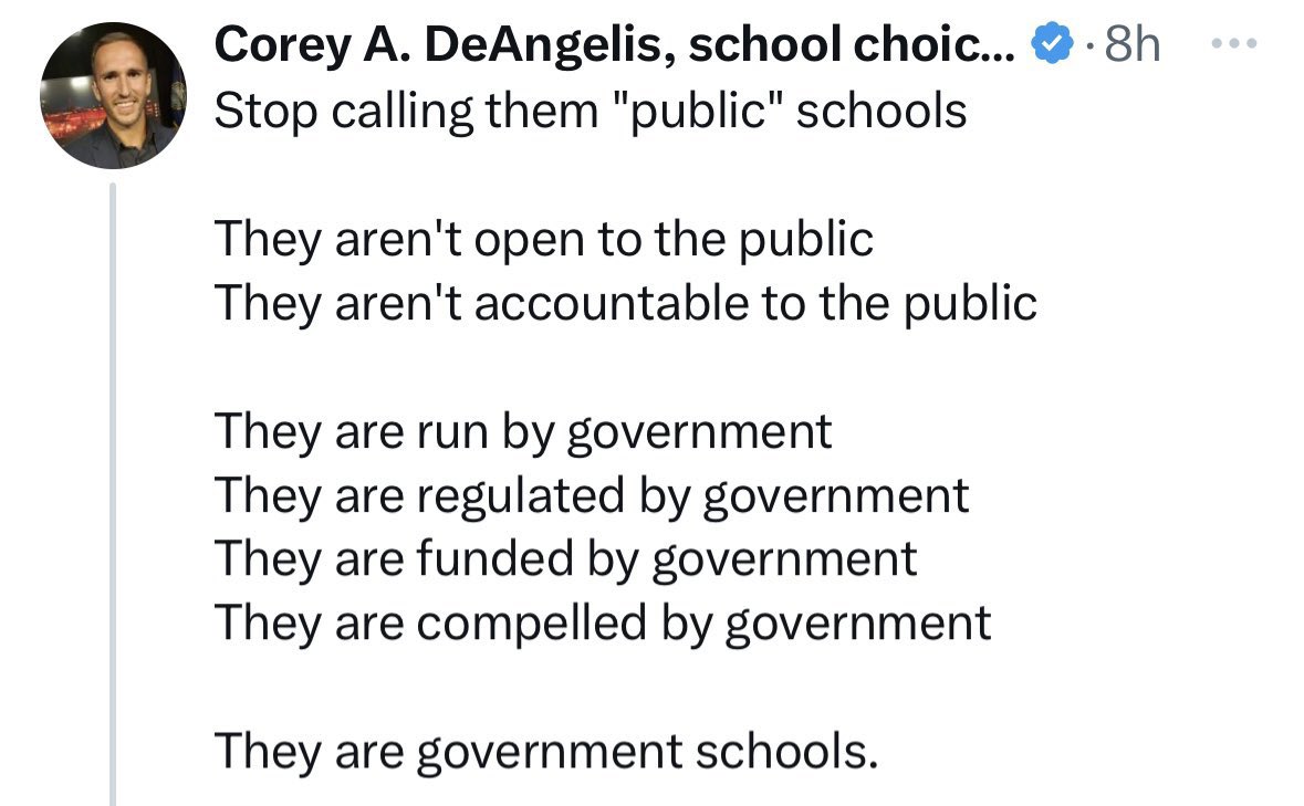 Stop calling it “school choice.” Choice schools aren’t accountable to the public They are run by corporations They are peddled by millionaires They are funded by taxpayers They are compelled by a grift School choice means the schools choose. School choice is a scam.