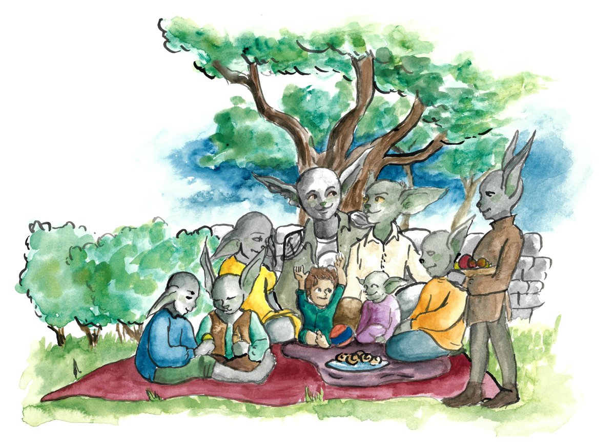 phenomenatrices's tweet image. It's #RQBB2023 time!!! I had the absolute pleasure of drawing so many goblins (and Hamid) for EMWoman25's Weapons Drawn. Gotta love drawing baby halflings and gobbos. Why's Hamid a baby? Read the fic to find out! archiveofourown.org/works/49650880 #rustyquillgaming @pilesofnonsense