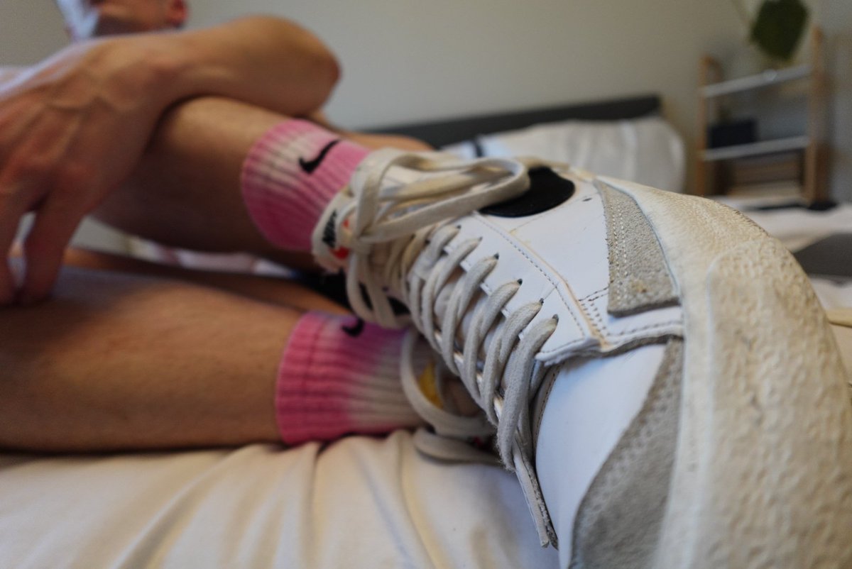 therestistwink's tweet photo. Today's combo is pink tie dye socks and Nike Blazers. Full picture set and video on my onlyfans. https://t.co/tpuZdf7bGD https://t.co/LdD93bJKIr