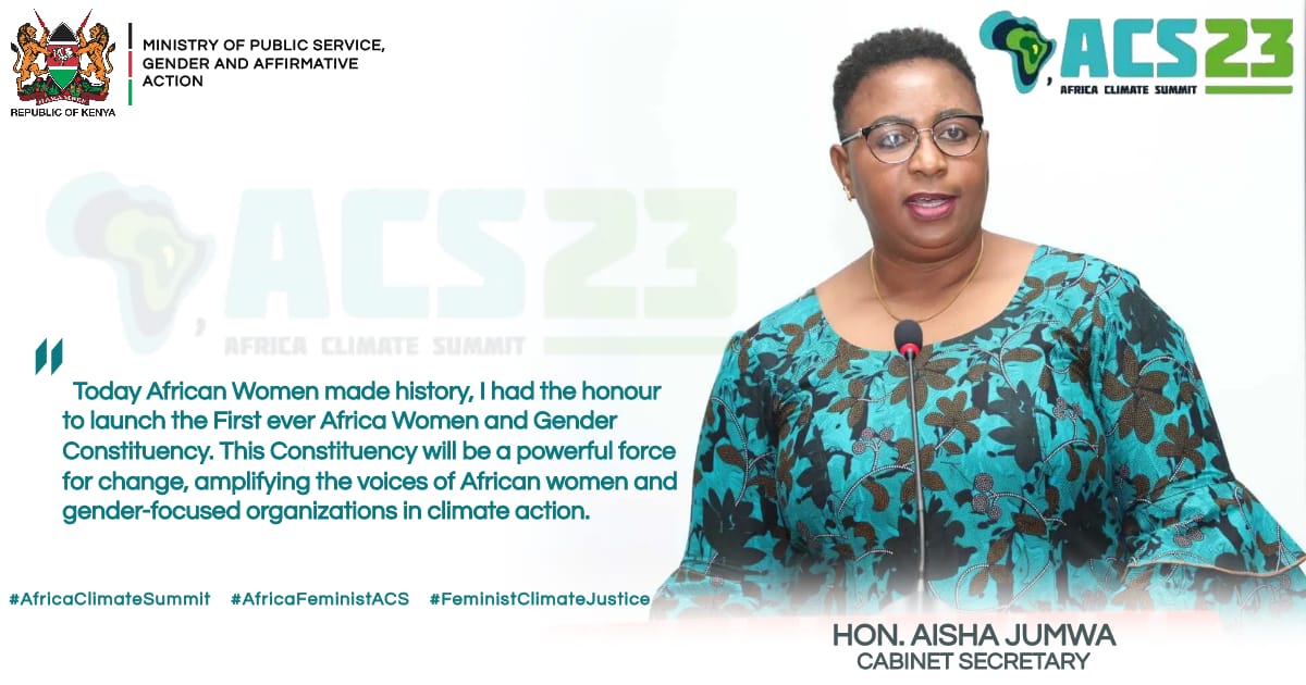 CSAishaJumwa's tweet photo. #ACS2023
#AfricaClimateSummit 
#FeministClimateJustice
#AfricaWGC https://t.co/y73VA5fNQY