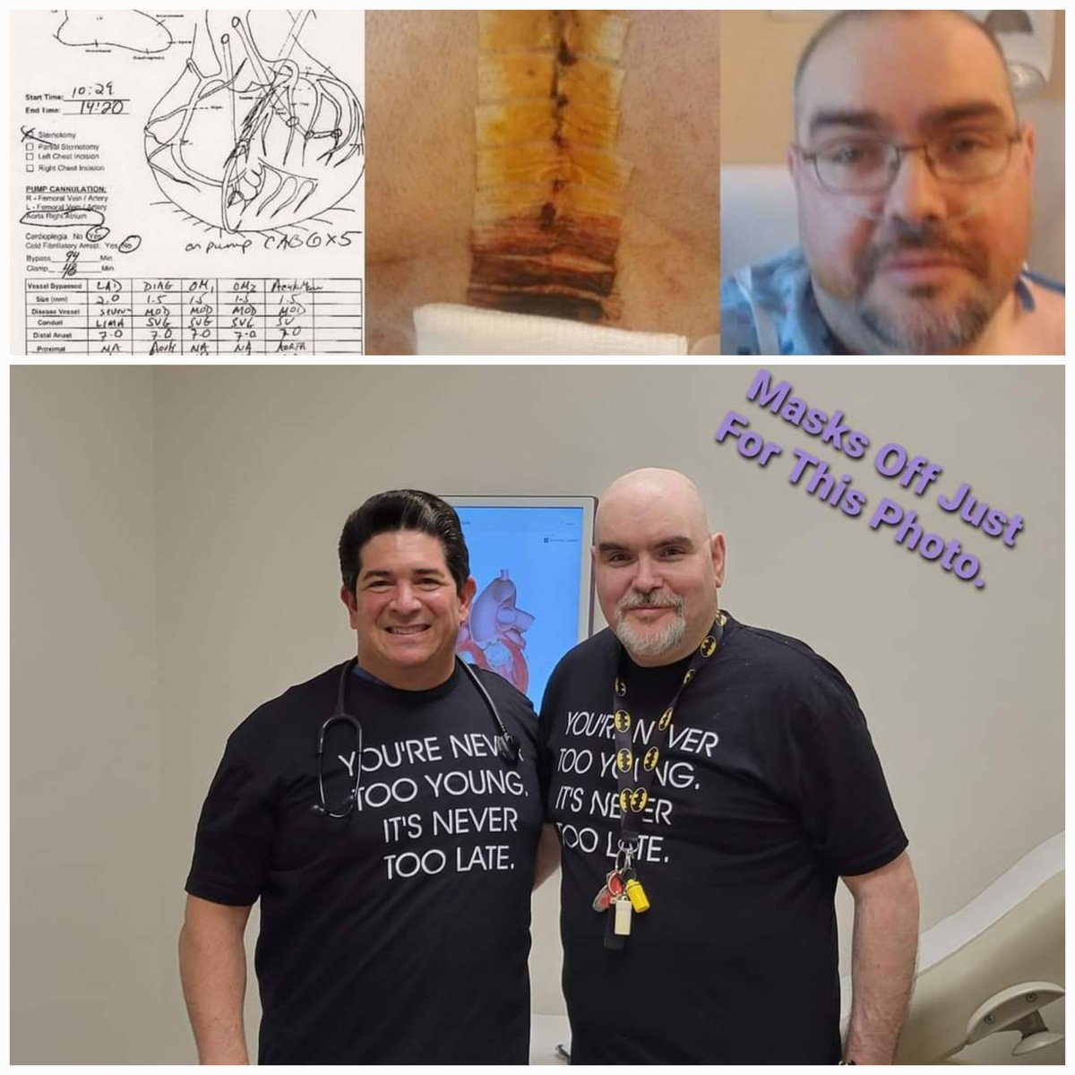 SamCerami's tweet photo. 13 Years ago on Sept 3rd. I had Quadruple Bypass Surgery. In the bottom photo I stand next to my Cardiologist Dr. Frank Tamburrino when I turned 50 in 2021 I consider this day my 2nd Birthday. Maybe I can get a Birthday Gift which is to write a song with @SusannaHoffs 🤞 https://t.co/HRWhZDjnqi