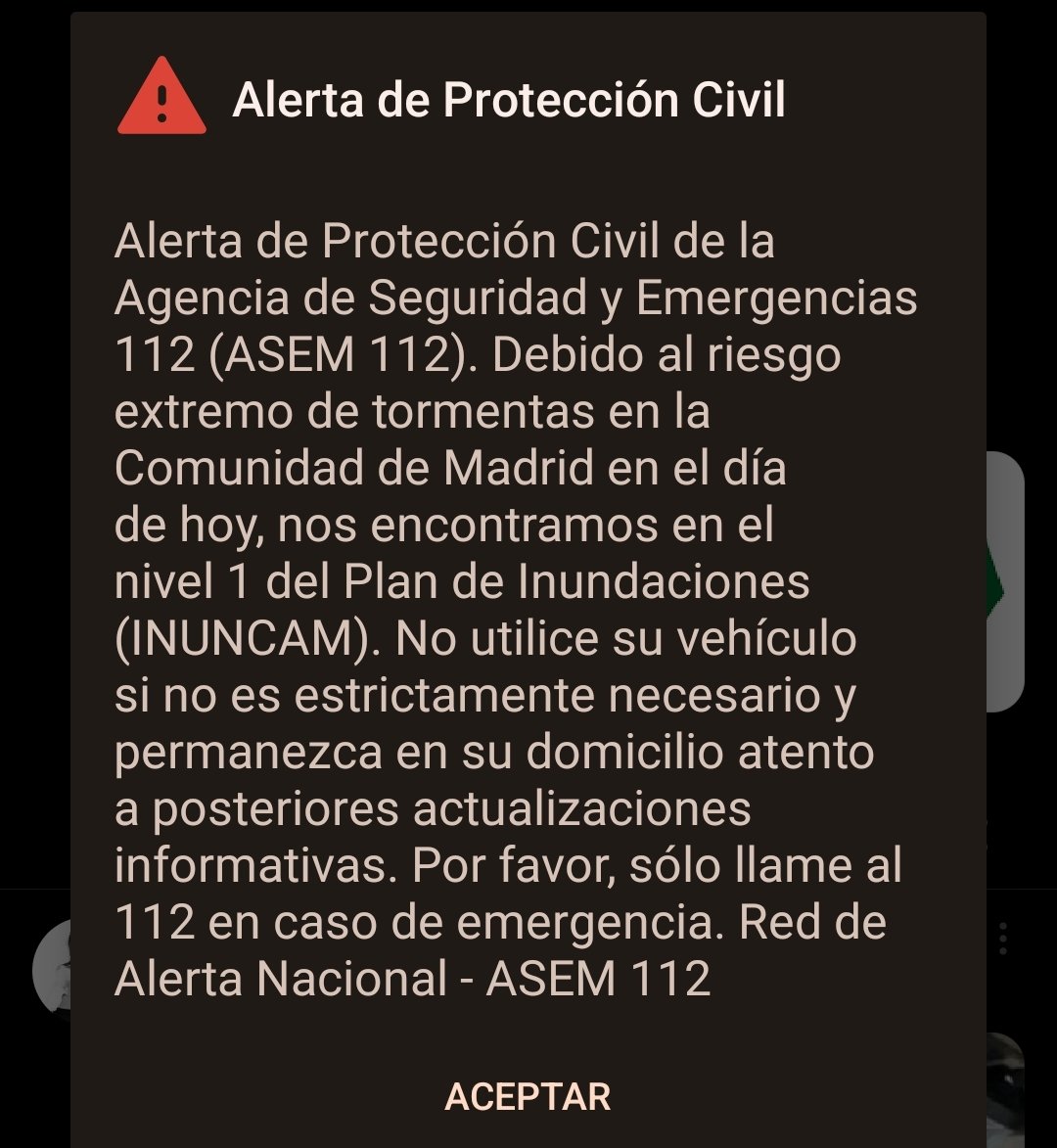QuejicaP's tweet photo. @madridprotcivil Hola. Gracias por el aviso, ha sido muy útil. Por favor, ¿podéis poner el mensaje auditivo en español en lugar de en inglés? Mis suegros son muy mayores y no se han enterado de nada. Gracias. https://t.co/U8UqAKuuEp