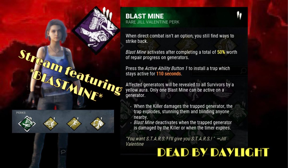 ObowenPoteen's tweet photo. https://t.co/5wNkO1Gxg9 DEAD BY DAYLIGHT featuring the Perk *BLASTMINE* Jill Valentine.
#DeadbyDaylight #dbdfypシ #gameplay #videogames #jillvalentine #Entity #streamer #streaming #stream #residentevil #blastmine #survivor #dbdsurvivor #twitchstreamer #twitchaffiliate #twitch https://t.co/f9wYf7maA3