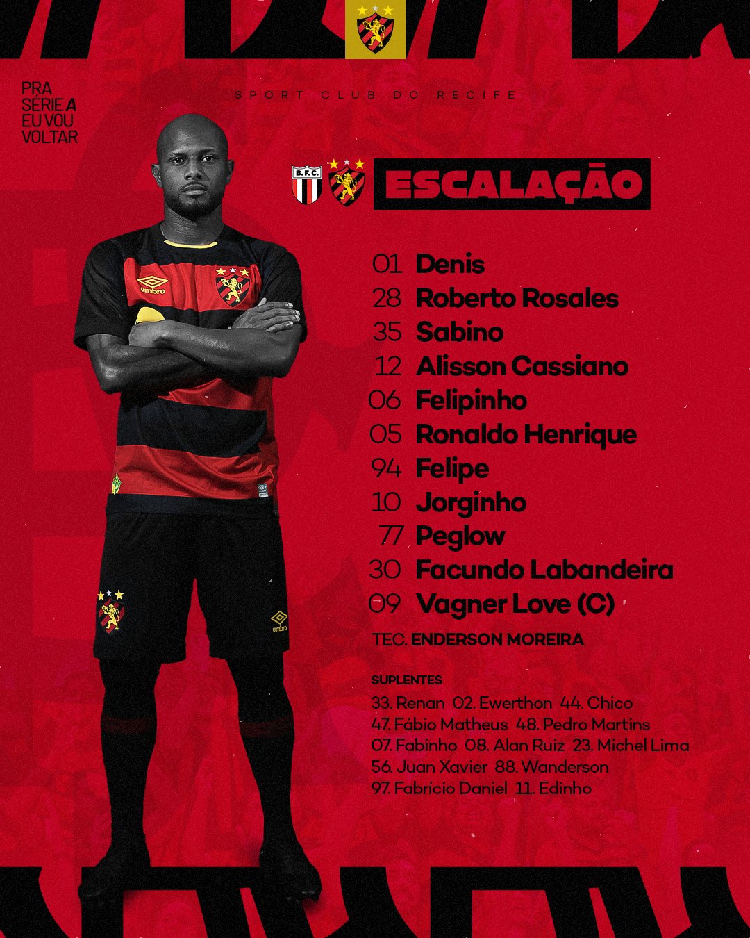 Sport Club do Recife on X: LEÃO ESCALADO! 🦁📝 #SPTxSER #LeãoNoNordestão   / X