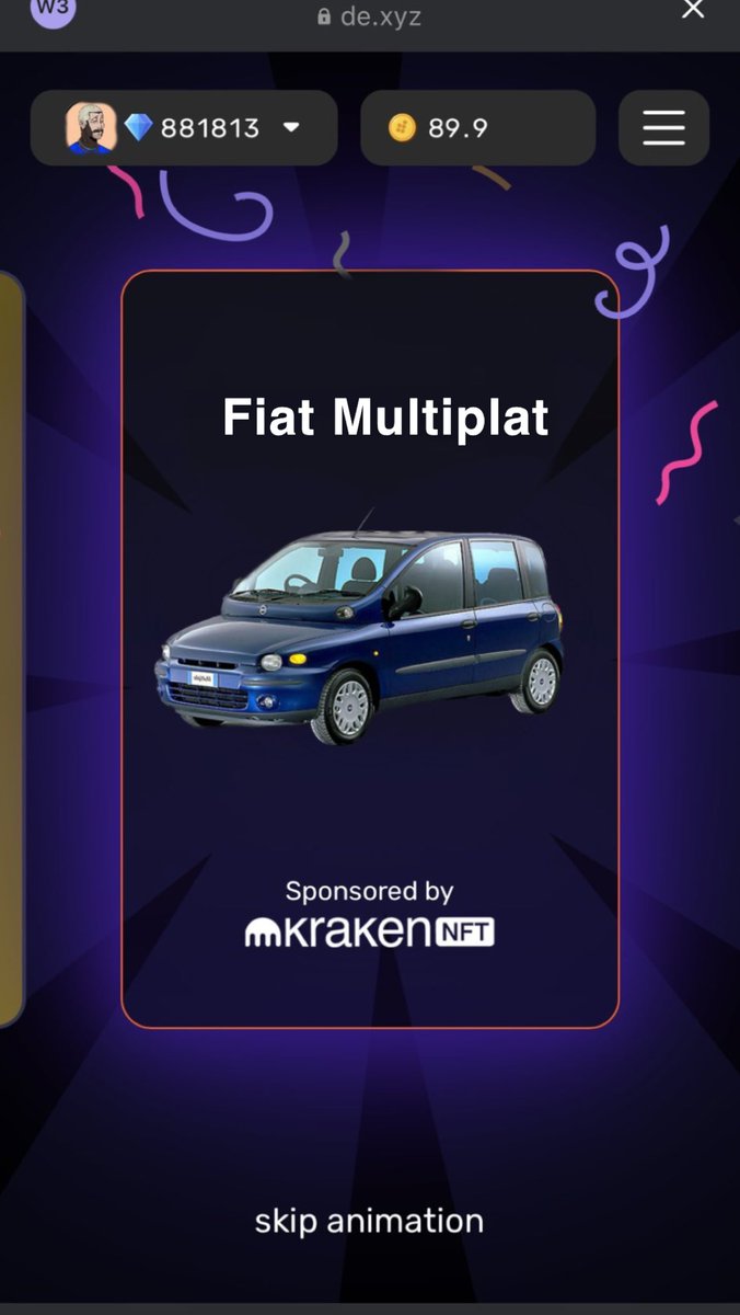 pie2rick's tweet photo. Just imagine the thrill of winning a Fiat Multiplat  🚗 just for holding a @DeGodsNFT by participating in points parlour 😲🌟

Welcome to Web3,  Here everything is possible ✌️

#nft #degods #dream https://t.co/8ZgbBoS6eS