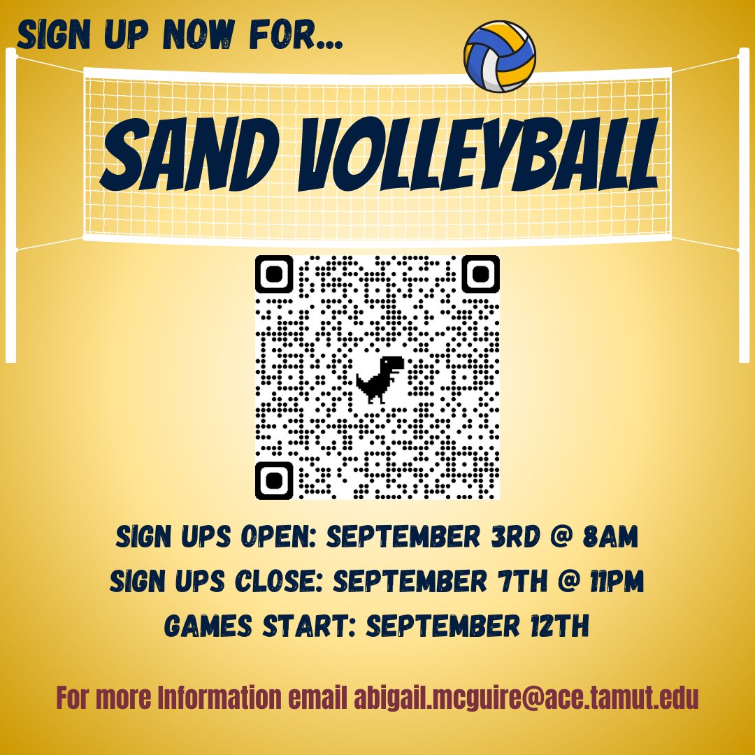 ‼️Our first Intramural sport of the semester is HERE‼️ 
Make a team or join a friends team using the QR code.