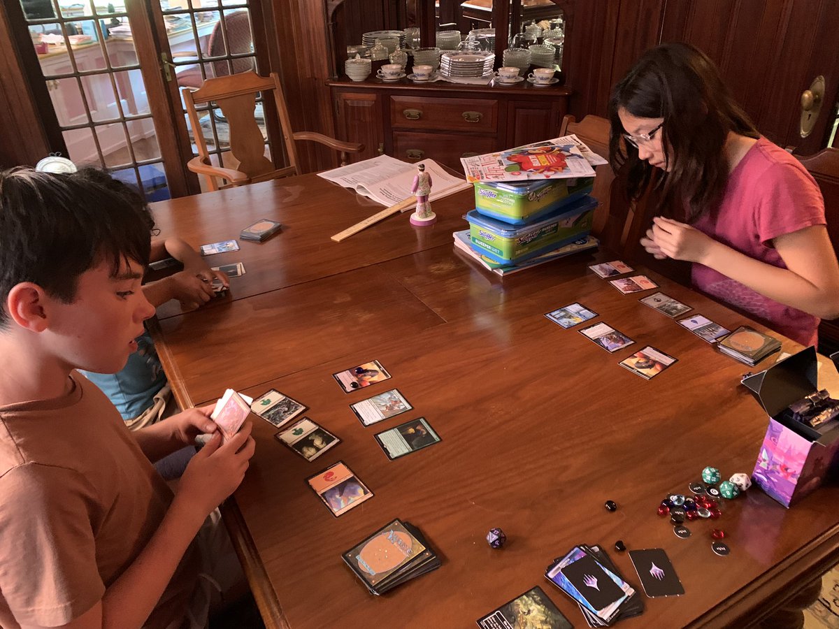 danarossi's tweet photo. Hazel and her cousin playing w the prerelease decks.  Rats abound!!! https://t.co/cPLbUAjaSD