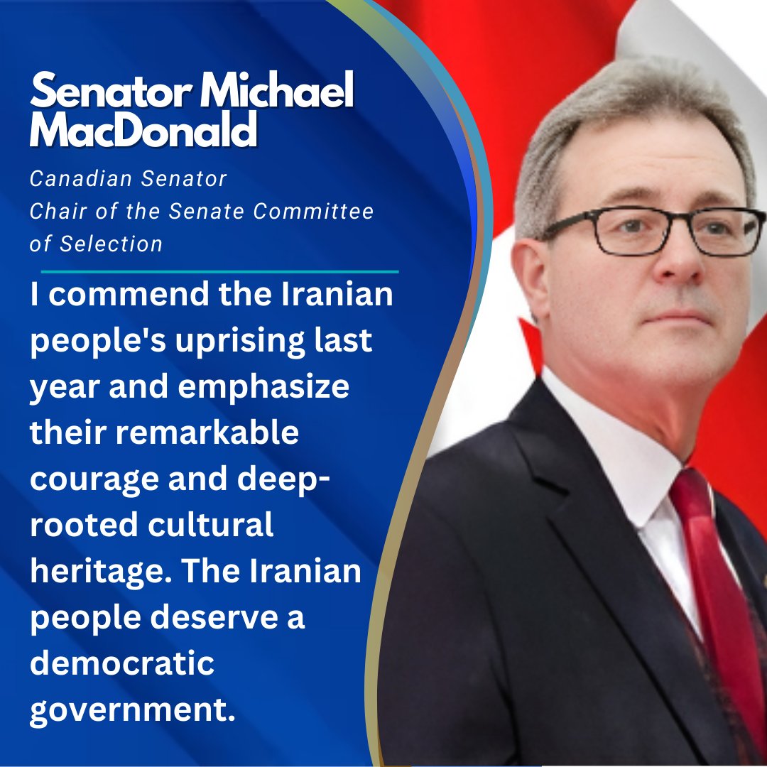 @IDA_Canada @SenMacDonald @Maryam_Rajavi Senator @SenMacDonald, thank you for your unwavering support of the courageous uprising of the Iranian people. Your steadfast advocacy for a democratic government for #Iran is commendable.
 #WeStand4FreeIran
#OurChoiceMaryamRajavi