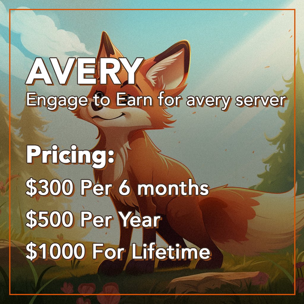 In August we had 14 new clients through our new engage to earn tool, Avery

Avery has unlimited possibilities with unique capabilities never before seen on a Discord bot, reward your community and increase your engagement today using Avery

Open a ticket via Discord to learn more