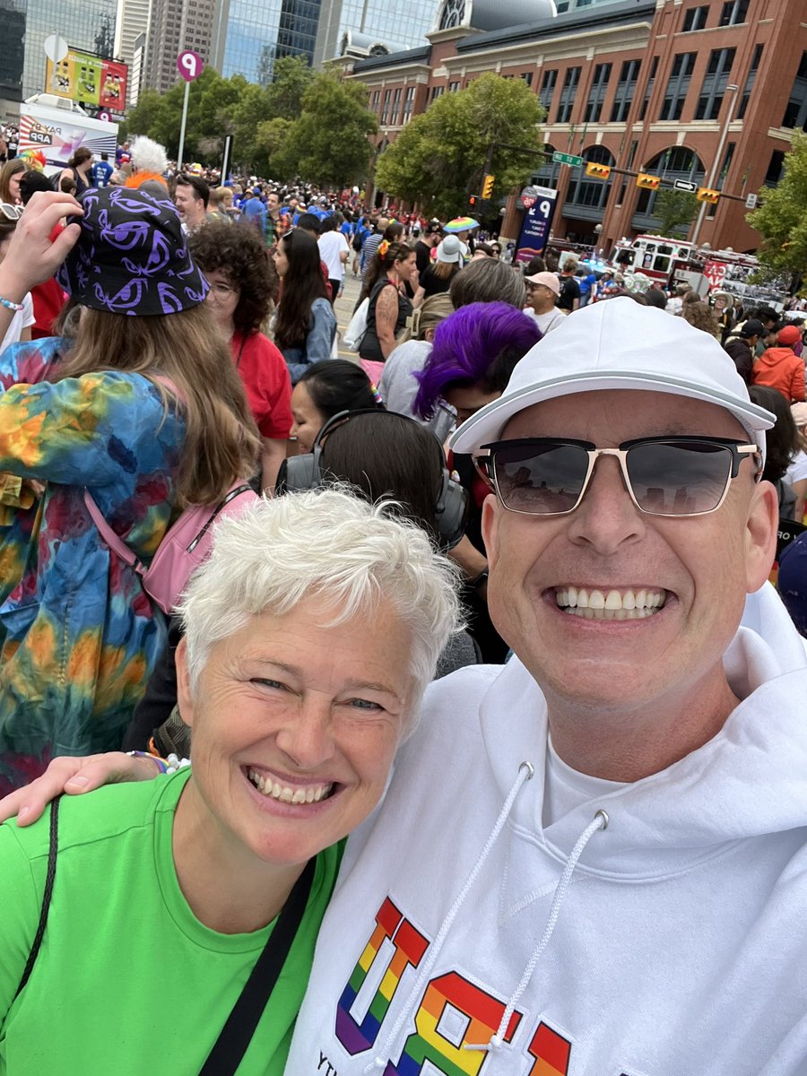 Ran into some friends at the <a href="/CalgaryPride/">Calgary Pride</a> parade today -  <a href="/UCalgary/">U Calgary</a> President Dr. Ed McCauley and Dean of Arts Dr. Aoife Mac Namara