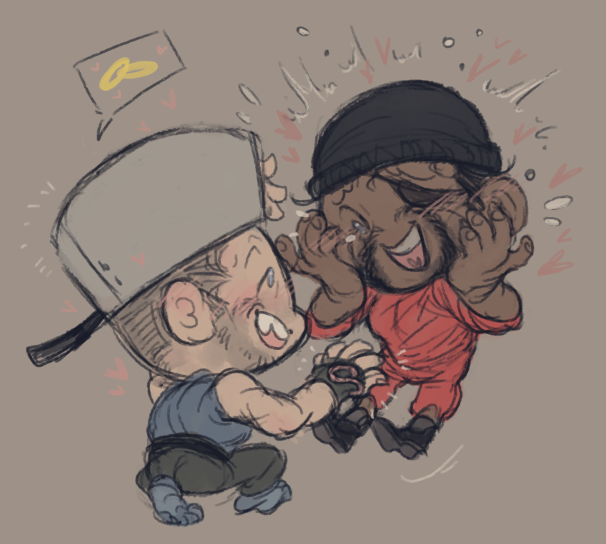 LatexKaktus's tweet photo. Tavish gives scarf and Jane gives worm
They will be Mr and Mr Love Dumpster
-inspired by a wonderful answer to one of my sketches of them-
#lilpootis #bootsnbombs #sollydemo https://t.co/gAMamhC4OG