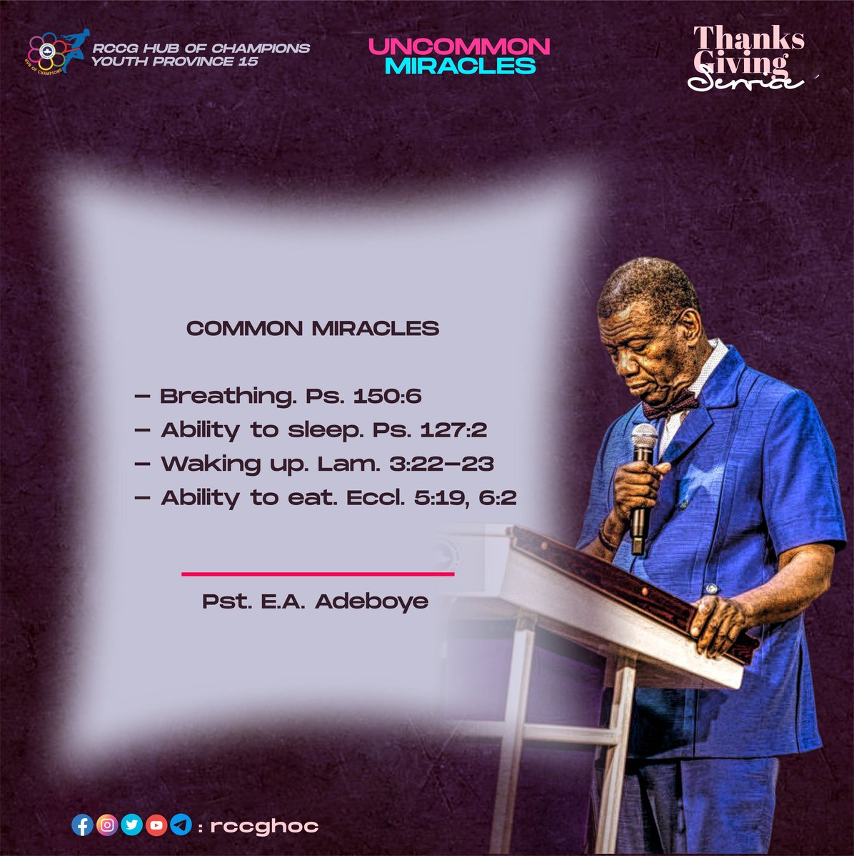 Rccg_HOC's tweet photo. Excerpts of today's Service, directly served from the Holy Spirit via our father in the Lord. @PastorEAAdeboye.

#UncommonMiracles https://t.co/3KkKBjfi2M