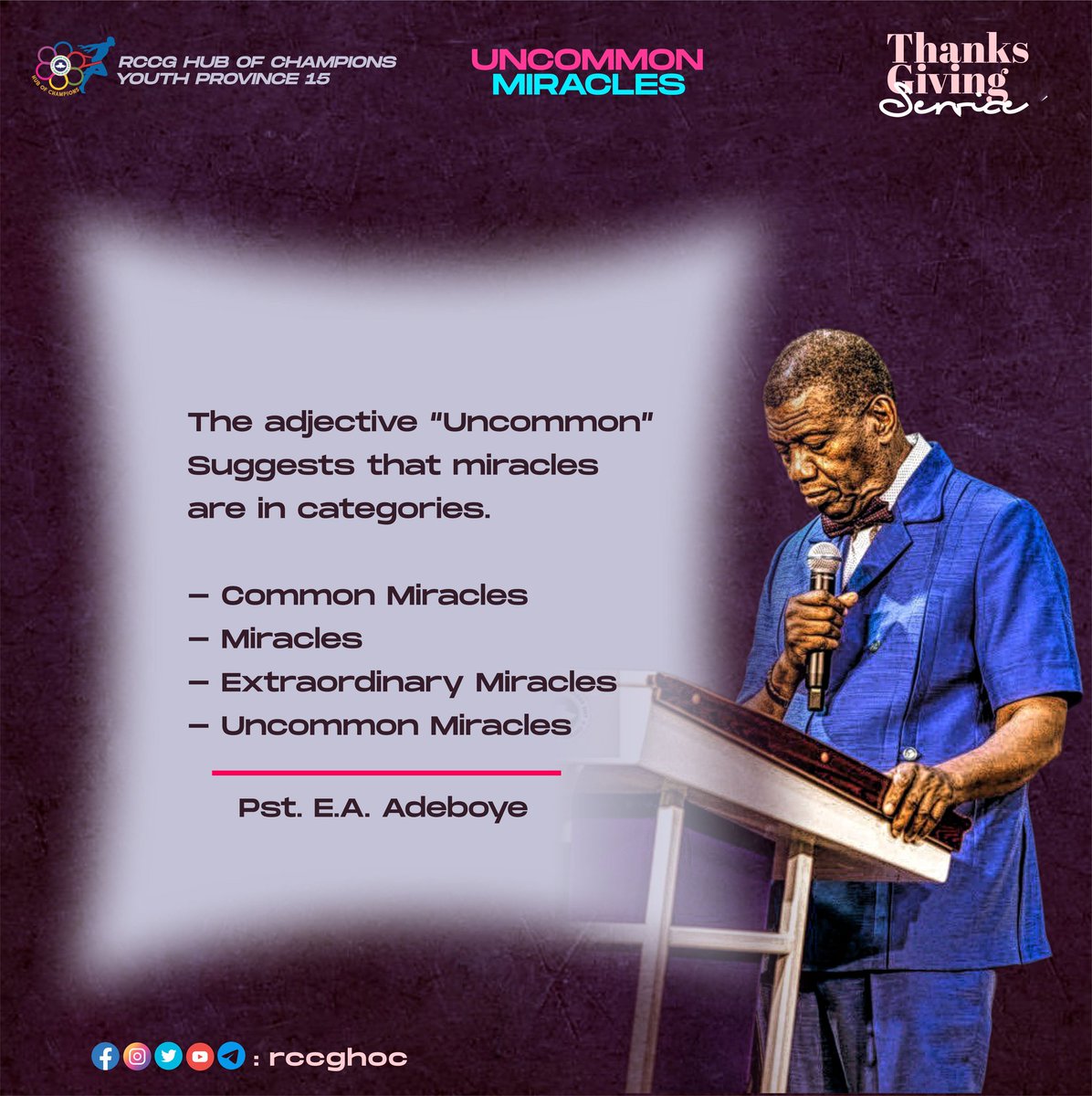 Rccg_HOC's tweet photo. Excerpts of today's Service, directly served from the Holy Spirit via our father in the Lord. @PastorEAAdeboye.

#UncommonMiracles https://t.co/3KkKBjfi2M