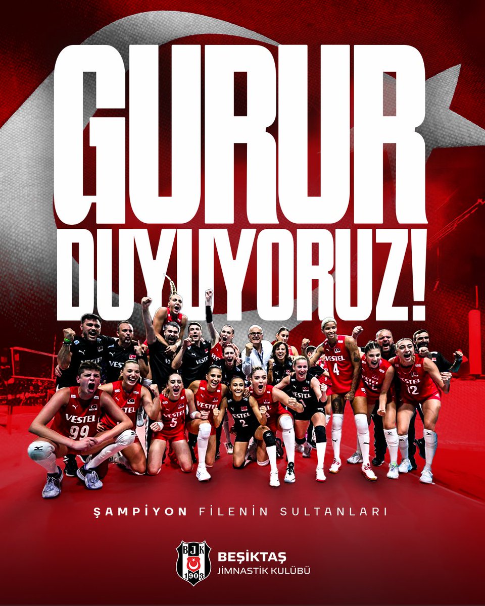 Merikizz's tweet photo. 2023 CEV Kadınlar Avrupa Voleybol Şampiyonası’nda Şampiyon olarak büyük bir başarıya imza atan Filenin Sultanları..  💪🏻 Türkiye sizinle gurur duyuyor 🇹🇷   
#FileninSultanları https://t.co/giMVVNCUK5
