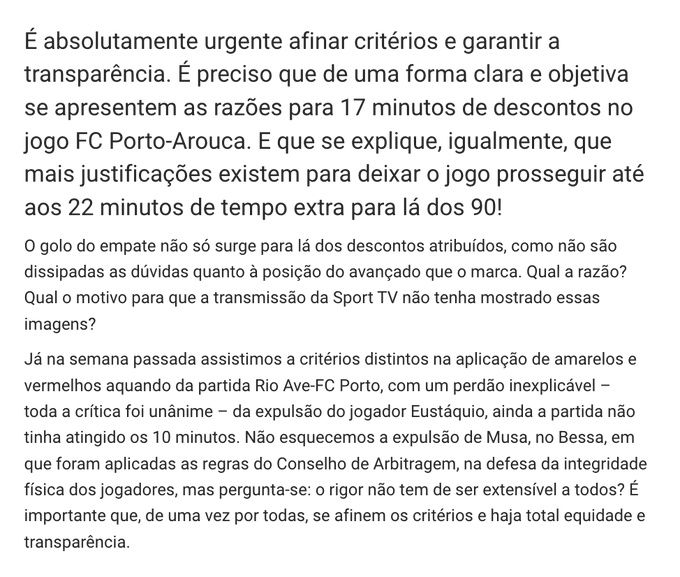ÚLTIMA HORA: Benfica emite comunicado 🚨

"É absolutamente urgente afinar critérios e garantir a transparência"