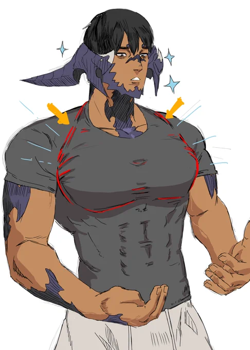 Love it when t-shirt wrinkles and hug the chest after calisthenics 