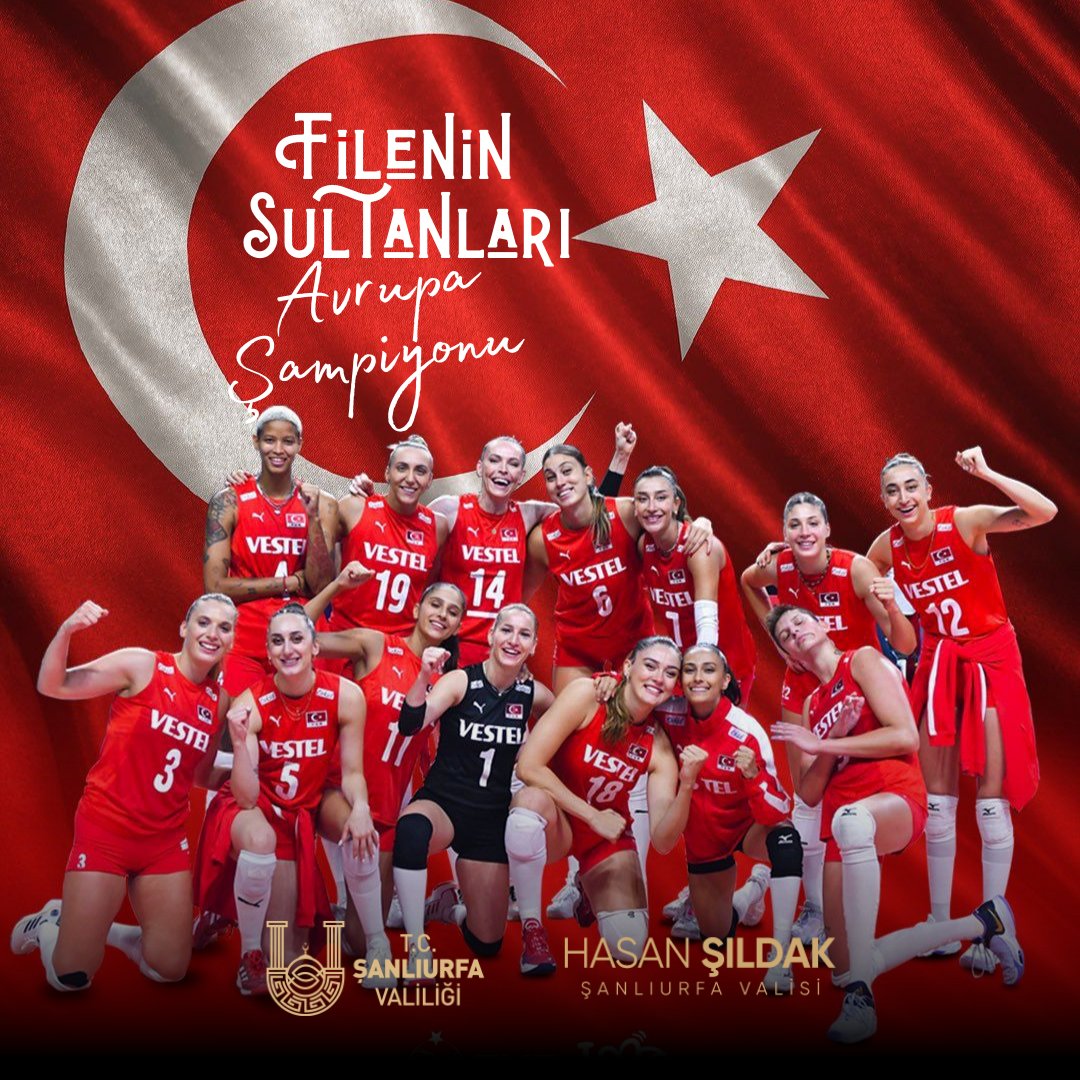 CEV 2023 Avrupa Voleybol Şampiyonası final maçında Sırbistan’ı yenerek Avrupa Şampiyonu olan ülkemizin gururu A Milli Kadın Voleybol Takımımızı yürekten kutluyorum
🇹🇷🇹🇷🇹🇷

#fileninsultanları
#EuroVolley2023