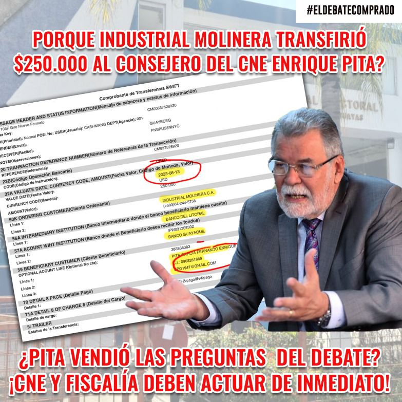 TuiterosRcPich's tweet photo. Esto es muy grave, muy grave.
Pero:
1. Quedará en la impunidad.
2. Si llegarían a sentenciar efectivamente como delito, Pita, al ser 'anciano', a la cárcel no va, se va a la casa a disfrutar.
3. El poder le cubre.
El COIP deberá tipificar los delitos, todos, 100 años de carcel. https://t.co/6LuqsayPcz