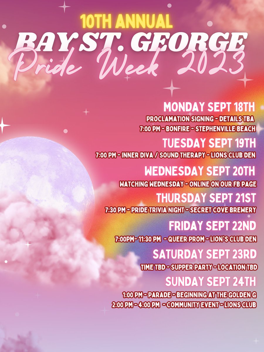 BlinkingModem's tweet image. Bay St. George Pride Week - September 18 - 24th! 
#Pride2023 #stephenville #newfoundland #newfoundlandandlabrador #LGBTQ #baystgeorge
