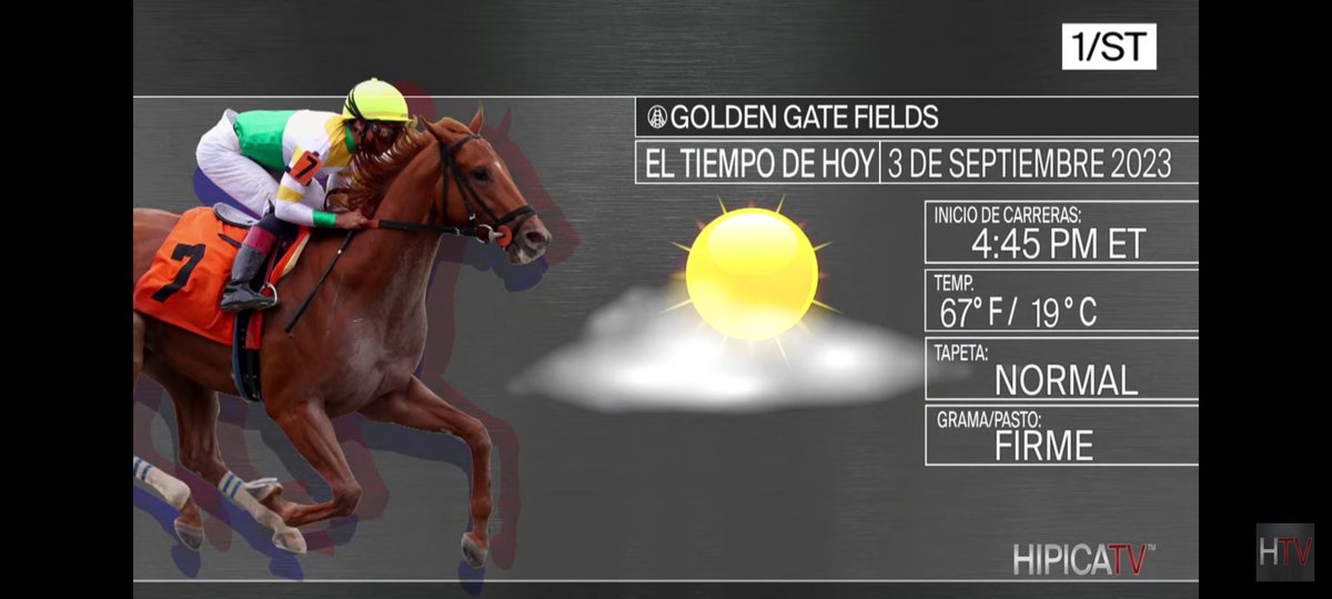 CanalHipicaTV's tweet photo. ##GoldeGate Domingo 3 de Septiembre de 2023:
✅️ 8 carreras, 4:45PM PT.
✅️ Pronósticos del día.
✅️ Ticket para el Early Pick5.
#SomosHípicaTV https://t.co/lTipJh2UrH