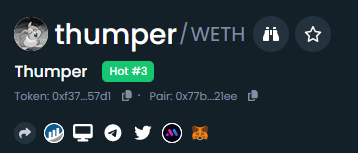 Thumper_Token's tweet photo. Only few hours of launch.

Thumpers out! 🫡 https://t.co/x6XwIZSjbo