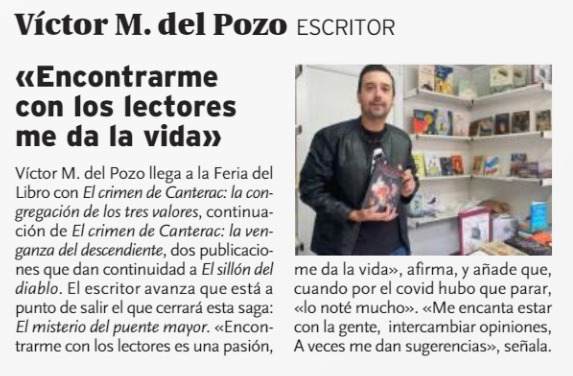 victormdelpozo's tweet photo. Recorte de @DiarioPalentino con una breve entrevista que me hicieron ayer en la Feria del Libro de Palencia. 

@GlyphosLibros 
@EditoresCyL https://t.co/zEMloHAqna