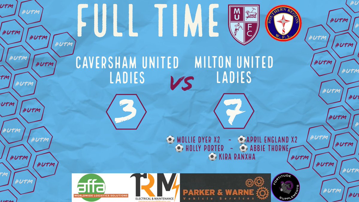 FULL TIME ~ 03/09/2023✅ Ladies started off their season with a great performance to earn all 3 points in a 7-3 win on the road to @cavershamunitedwomen 👏🏼 Good luck for the rest of the season 🤝🏼 @SthRgnWFL #utm #ladiesfootball