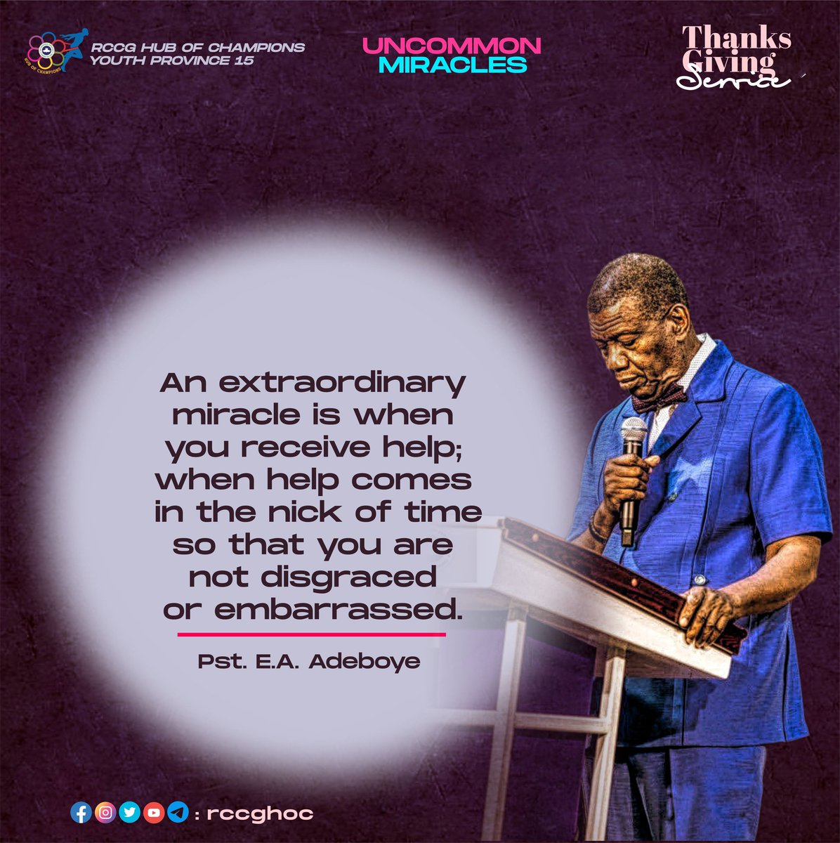 Rccg_HOC's tweet photo. Excerpts of today's Service, directly served from the Holy Spirit via our father in the Lord. @PastorEAAdeboye.

Stream 2
#UncommonMiracles https://t.co/m2pYW0S2uT