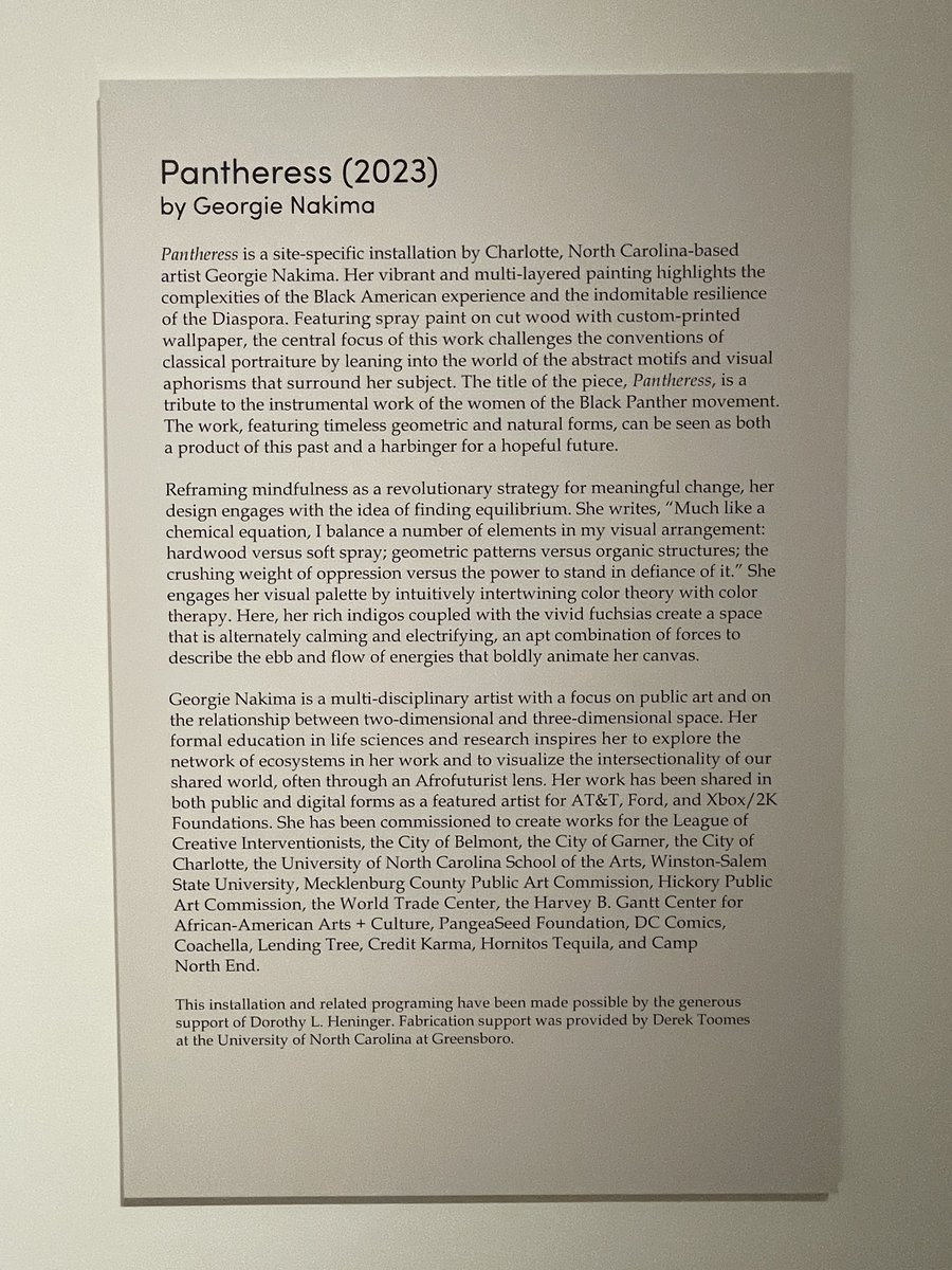 ‘Pantheress’ (2023) by Charlotte NC artist Georgie Nakima <a href="/gardenofjourney/">GIZ◬</a> <a href="/AcklandArt/">Ackland Art Museum</a>