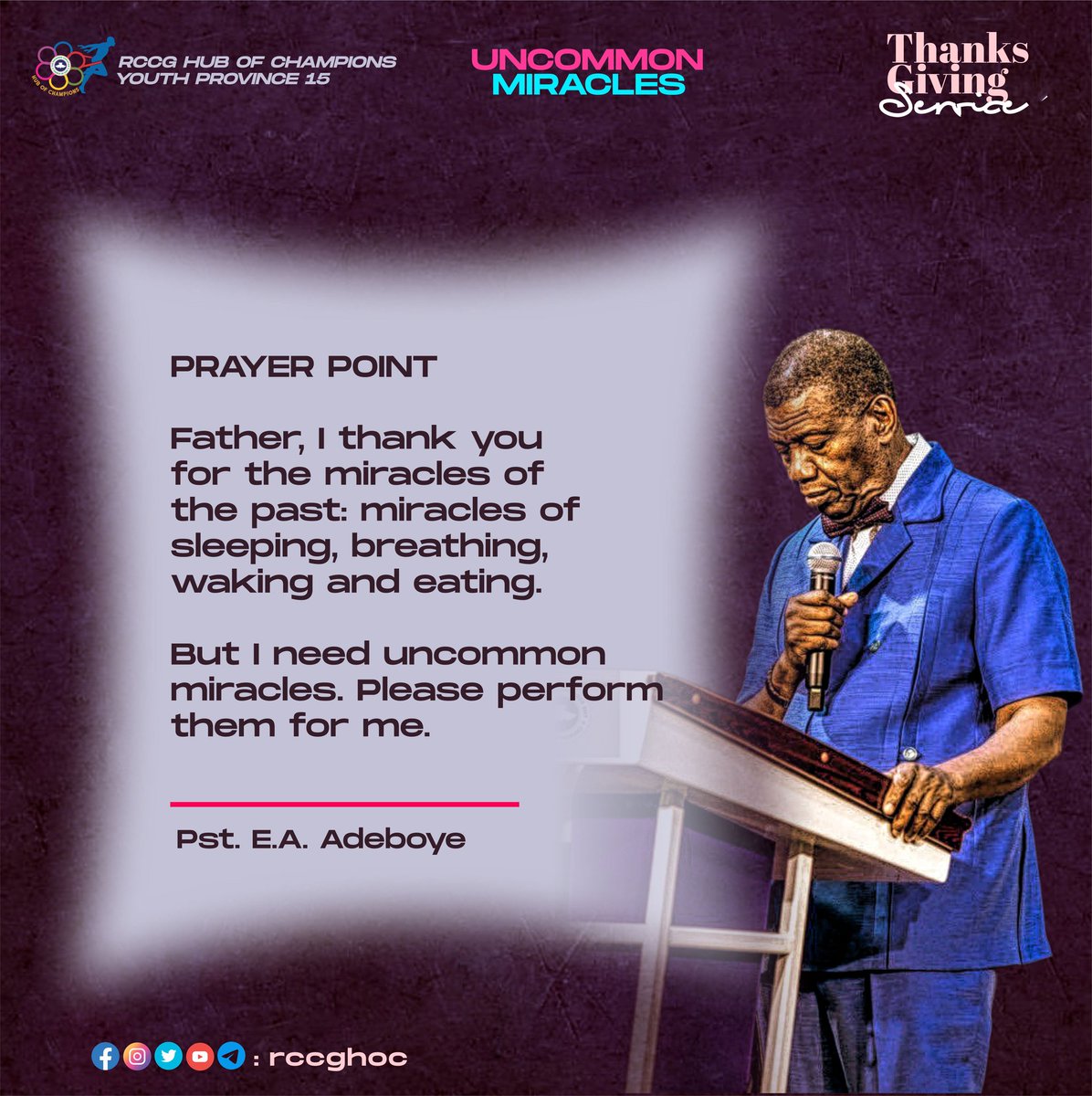Rccg_HOC's tweet photo. Let us pray...

#SundayService
#RCCG
#HUBOFCHAMPION
#UncommonMiracles https://t.co/j8BR3nttc3