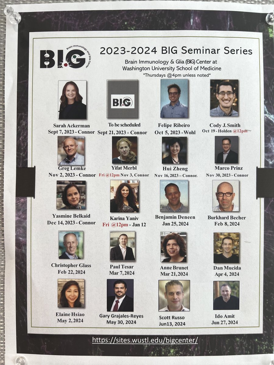 Our 2023-2024 BIG seminar series speakers! Not bad at all 😉 👍👍👍
Join us this coming Thursday for ⁦<a href="/SD_Ackerman/">Dr Sarah D Ackerman</a>⁩’s Seminar!