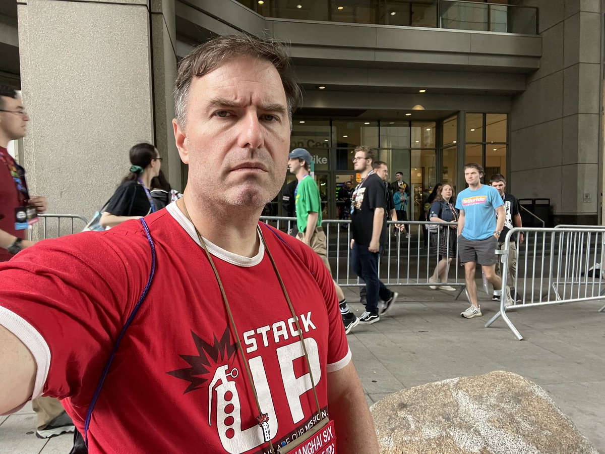 ShanghaiSix's tweet photo. Someone here at #PAXWest asked me why I look so “scowl-y”. 

Easy. 13 years ago, I left a lucrative desk job to make my career begging people to help #veterans, and I’m just getting tired of being told “maybe next year”. @StackUpDotOrg 

#iamsmiling https://t.co/t8tWZDrCxd