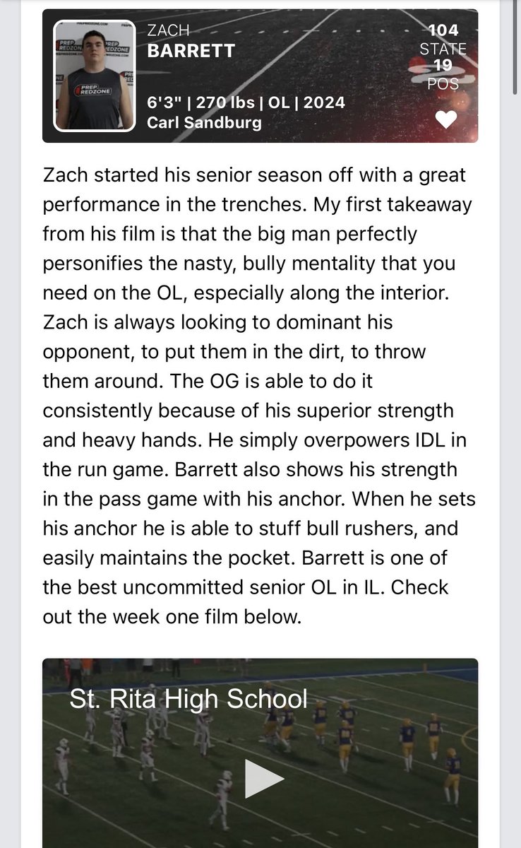 Thank you for the write up <a href="/MJ_NFLDraft/">Mark Johnson</a>. Here’s my film from the past 2 games against St. Rita and Oak Forest. Left Guard and D-Tackle #55 <a href="/CoachClark_65/">Tyler Clark</a> <a href="/SandburgEagles/">Sandburg Eagles Football</a> <a href="/OLMafia/">OL MAFIA</a> <a href="/EDGYTIM/">Timothy “EDGYTIM” OHalloran</a> hudl.com/v/2LYQFB