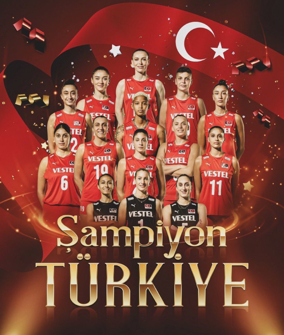 mustafaozarslnn's tweet photo. Cumhuriyetimizin 100. yılında 2023 CEV Avrupa Şampiyonu olan A Milli Kadın Voleybol Takımımızı,Teknik Ekibi ve Yöneticilerini 
Tebrik Ediyorum.

🇹🇷#FileninSultanları, Avrupa’nın En Büyüğü! https://t.co/NDdepitt6F