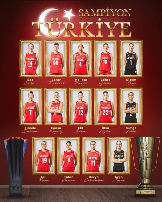 Ne kadar gurur duysak az👏🏻🇹🇷

2023 CEV Kadınlar Avrupa Voleybol Şampiyonası’nda Sırbistan’ı mağlup ederek şampiyon olan Filenin Sultanlarına sonsuz teşekkürler. 💪🏻

Gururumuzsunuz #FileninSultanları 🏆🇹🇷🇹🇷🇹🇷
#EuroVolley2023 #ŞampiyonTürkiye 🥇