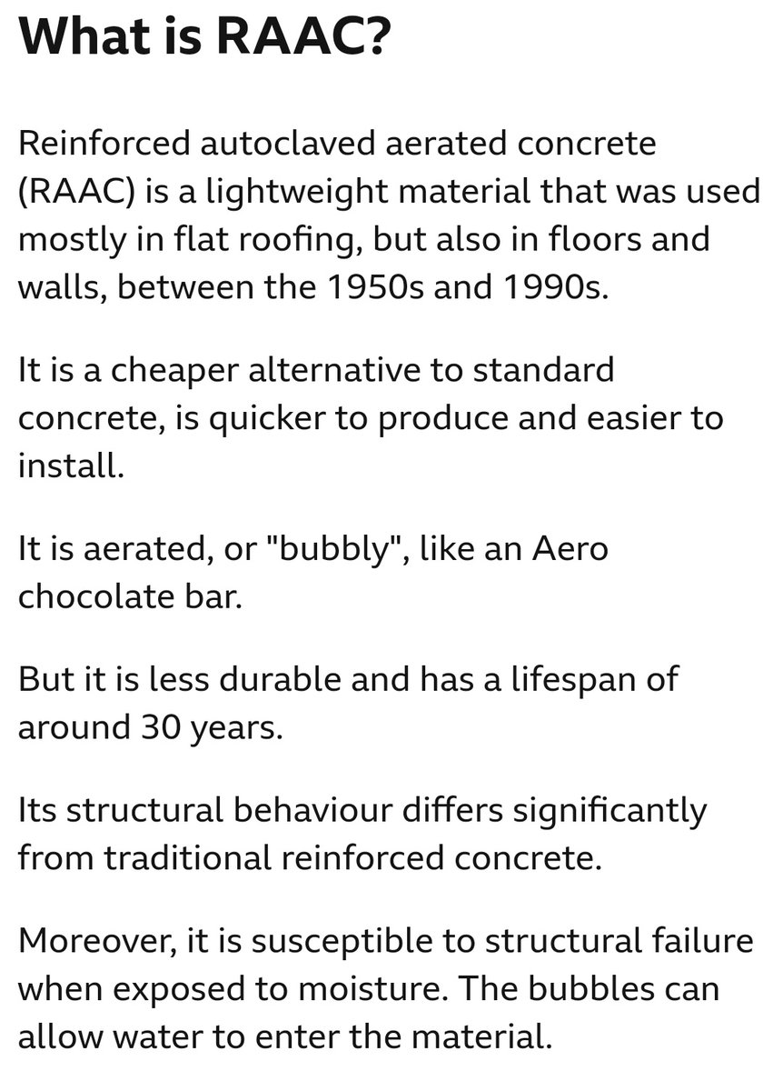 RAAC "concrete" is a classic problem resulting from the capitalist drive to cut corners and minimise costs, even if that leads to results which are substandard. The profit making drive in capitalism is in direct contradiction with health and safety and is a direct threat to life.