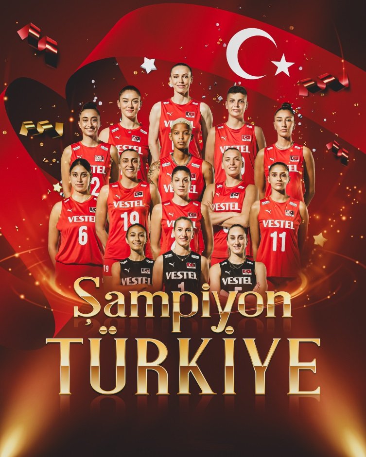 SporRb's tweet photo. A Milli Kadın Voleybol Takımı Avrupa Şampiyonu
Dünya 1 numarası A Milli Kadın Voleybol Takımı Avrupa şampiyonu. Namağlup finale gelen Filenin Sultanları, 2023 CEV Avrupa Şampiyonası finalinde Sırbistan'ı 3-2 mağlup ederek tarihinde ilk kez şampiyon oldu. https://t.co/eLzLOsRExT