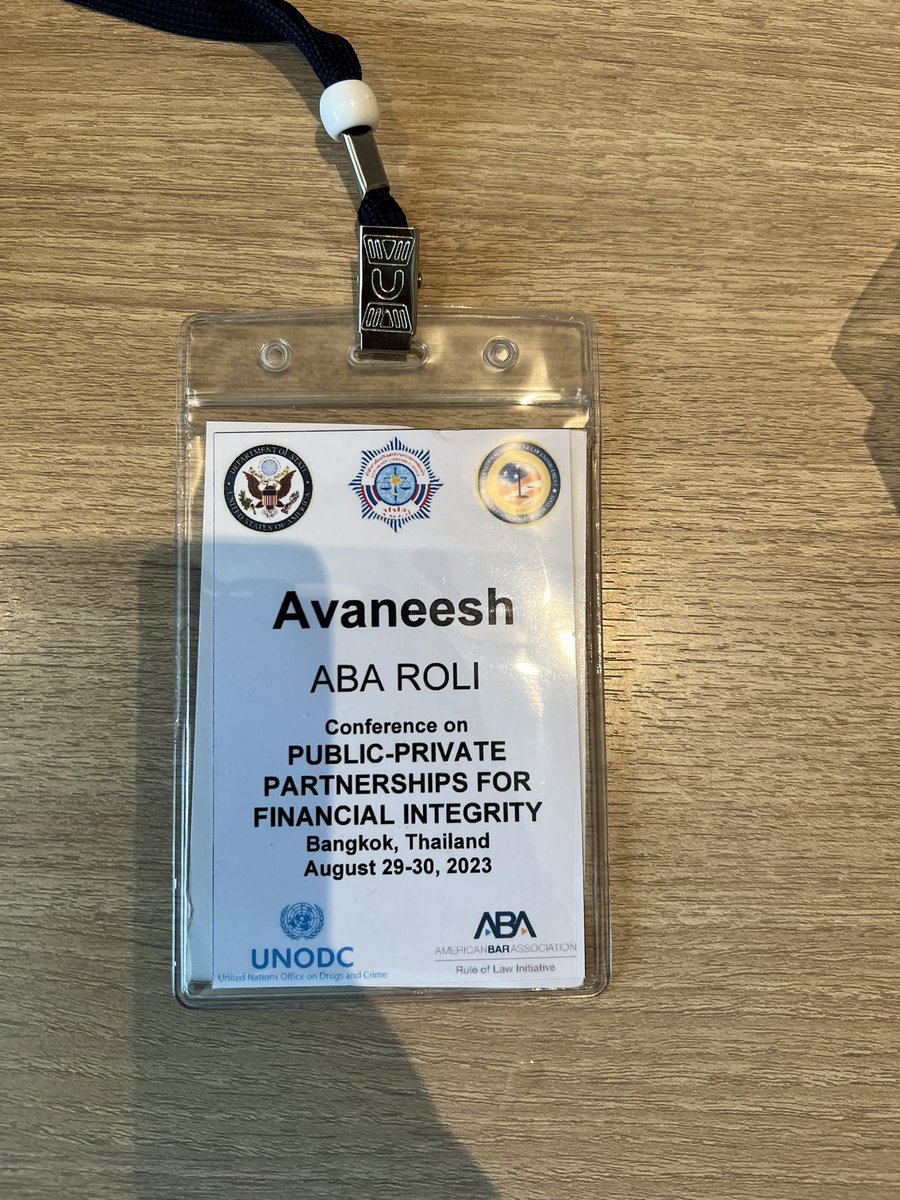 AvaneeshRaman's tweet photo. #Grateful to have attended the PPP for financial integrity forum held in #Bangkok last week. It has been a rewarding experience being part of the @ABAesq #ROLI team
#AMLCFT #AMLforum #publicprivatepartnerships #trust #integrity https://t.co/jwl0oOUTxf