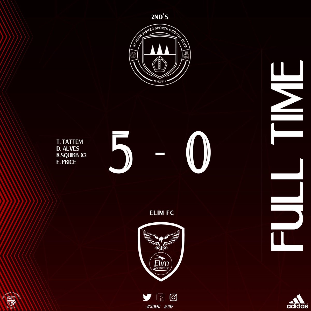 STJFFC's tweet photo. FULL TIME ROUND UP.

All three Fishers sides claimed impressive opening day victories to kick start their seasons, on what as an historic day for the club.

3 teams, 3 wins, 9 points in the bag, a proud day ✅✅✅

Onwards ➡️ 

#UTF🔴⚫️ https://t.co/v23iUP6p1q