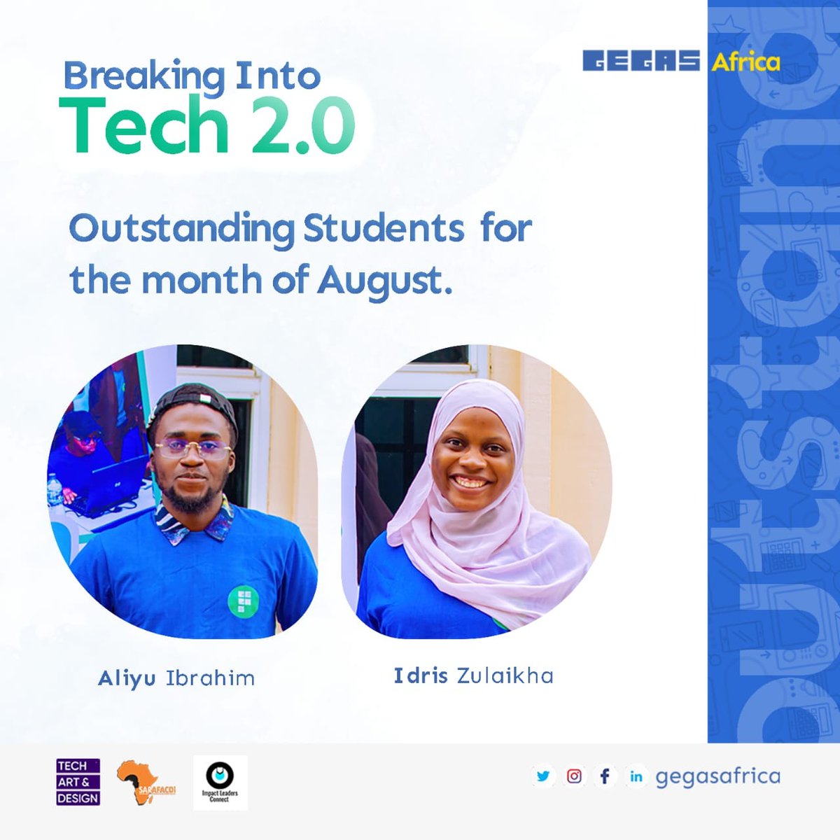 Congratulations to our two most outstanding students in the month of August, Aliyu Ibrahim and Idris Zulaikha
Your progress embodies the core values of our enterprise! Keep up the excellent work!

#getEducatedGetASkill #SDG4 #SDG8
#breakingIntoTech
#decentWork #employability